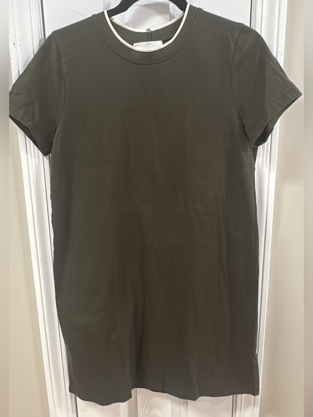 Pomander Place Crewneck Short Sleeve T-Shirt dress Olive Green. Pit-pit18 (mix48
